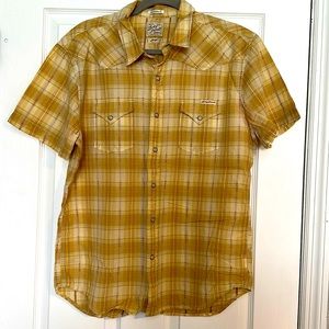 Lucky Brand Mens Large California Fit Pearl Snap Shrt Sleeve Button Down Western